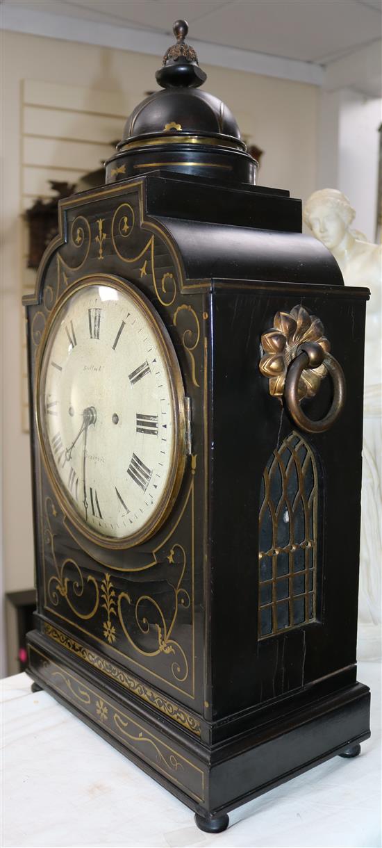 Bullock of Bradford. A Regency brass inset ebonised bracket clock, 25in.